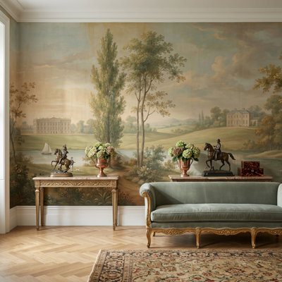 Papier peint pastoral paysage mural mural rétro