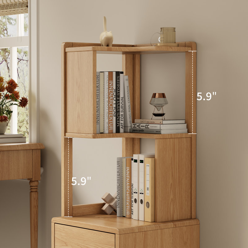 Vitrine en bois avec tiroirs Annice, Tanné