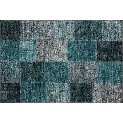 Premium Machine Washable Prisco Teal Rug