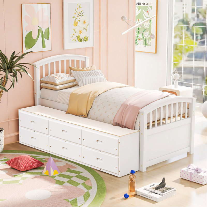Eckart Solid Wood Slat Storage Bed, White