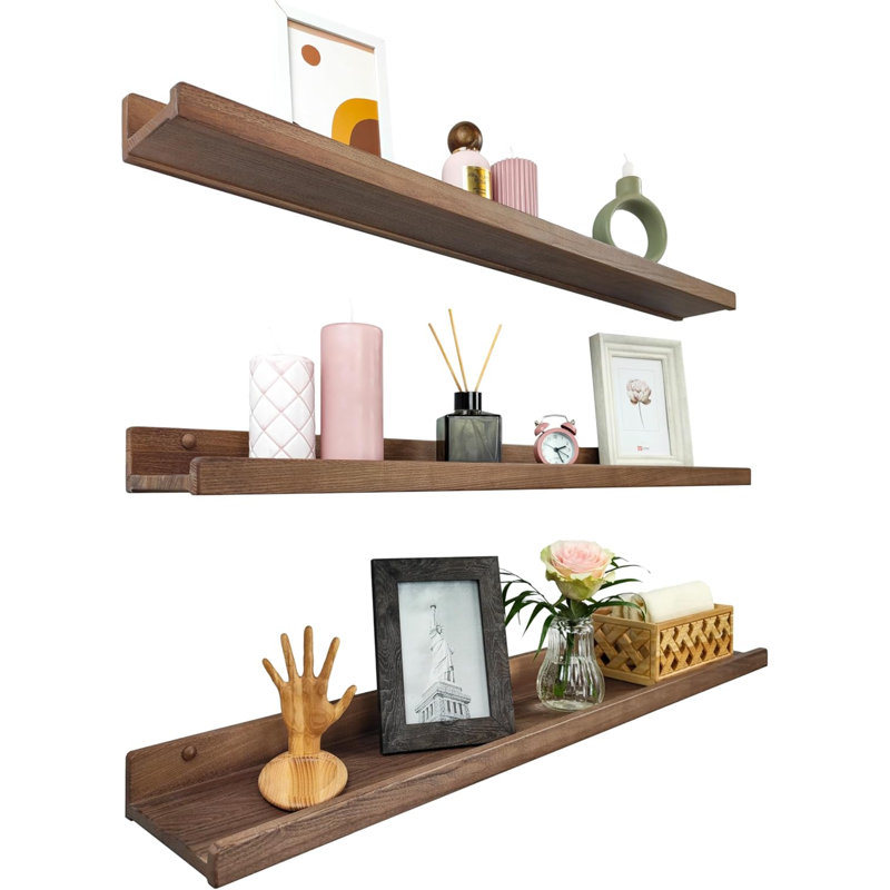 Natalynn 3 Piece Floating Shelf, 15.60cm H x 91.50cm W x 5.60cm D, Brown