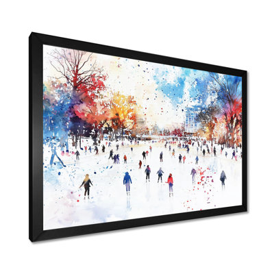 Ice Skating Rink I - Winter Landscape Wall Art Living Room