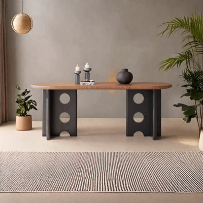 Solid wood dining table with heat-resistant coatin