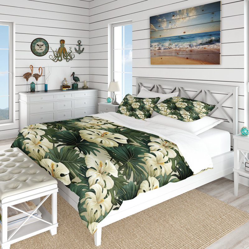 Ensemble de housse de couette Monstera Elegance, Housse de couette pour très grand lit et 2 très