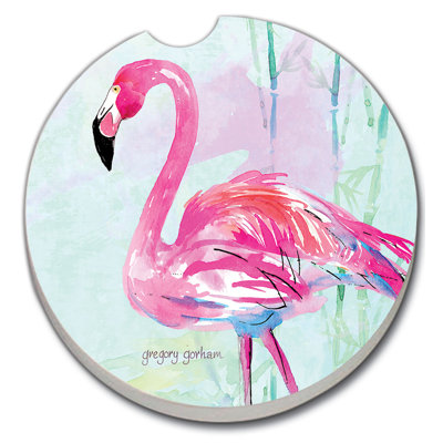 Sous-verre absorbant pierre flamant rose
