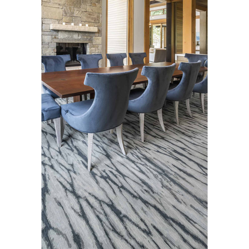 Contemporary Hand Knotted Wool Abstract Area Rug, Rectangle 10' x 14'