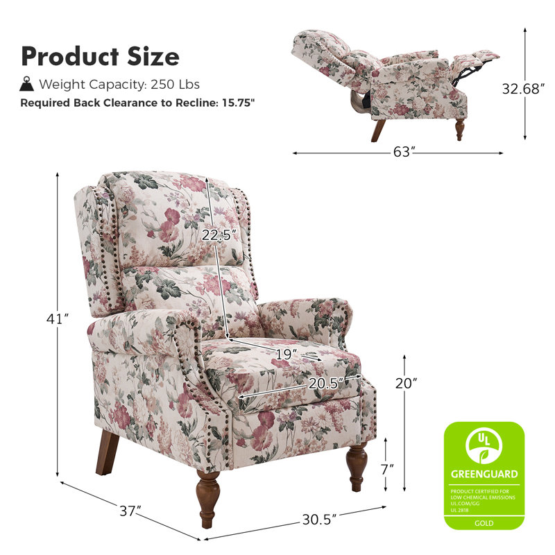 Fauteuil inclinable manuel en polyester Ariany, Polyester floral