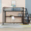 Lit mezzanine en métal avec bureau intégré, escalier de rangement, lumières DEL et ports USB-1003709032-1003709031