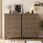 Commode haute 47 po pour chambre à coucher, commode 6 tiroirs rétro avec poignées sculptées et pieds fuselés, commodes en bois avec rangement de grande capacité-2106043065
