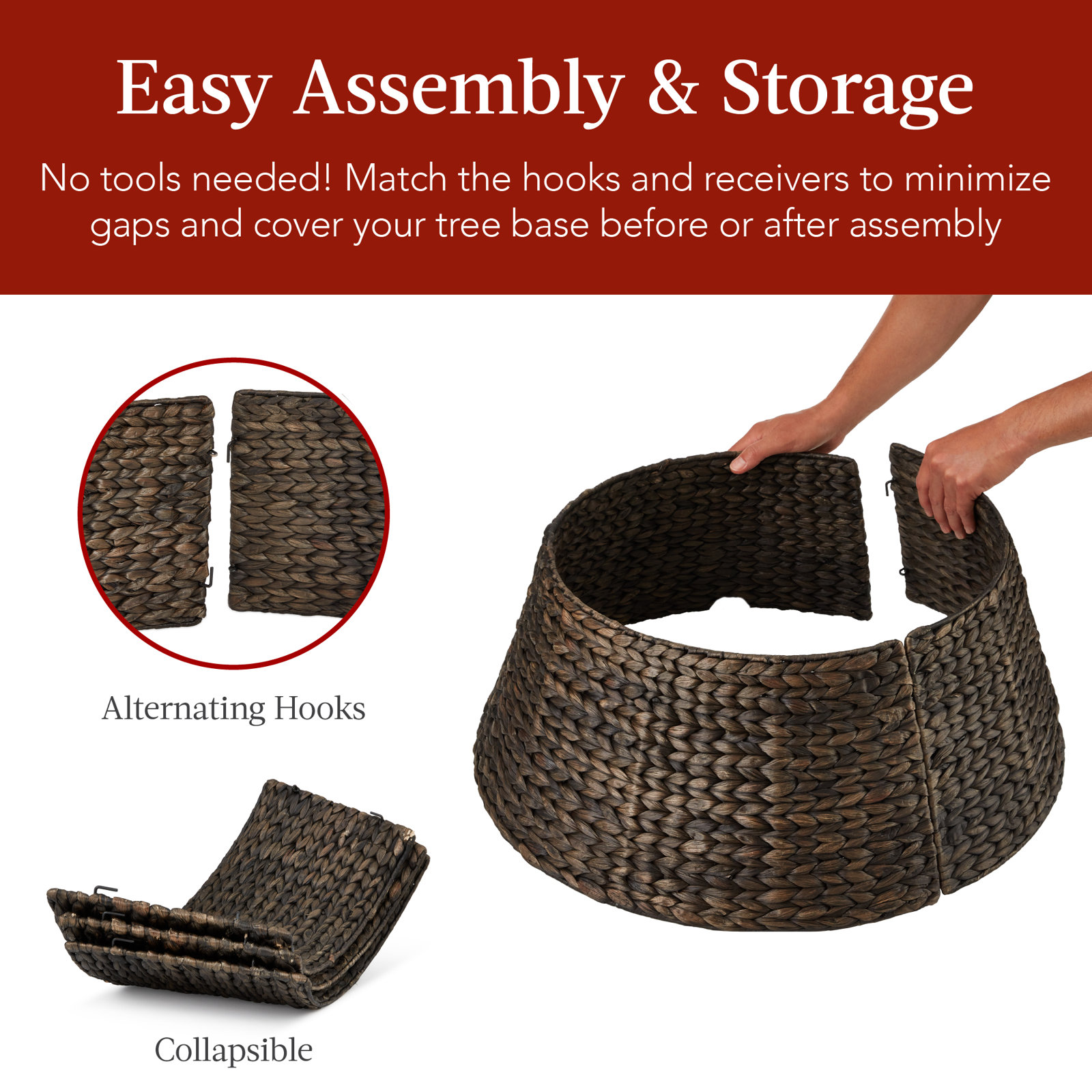Rattan Tree Collar, 10" H x 24" W, Espresso