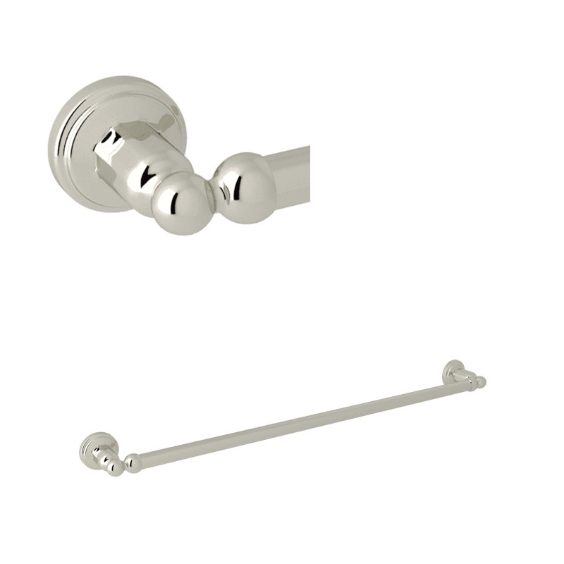 Edwardian Towel Bar, Polished Nickel, 2" H x 27.5" W x 2.5" D