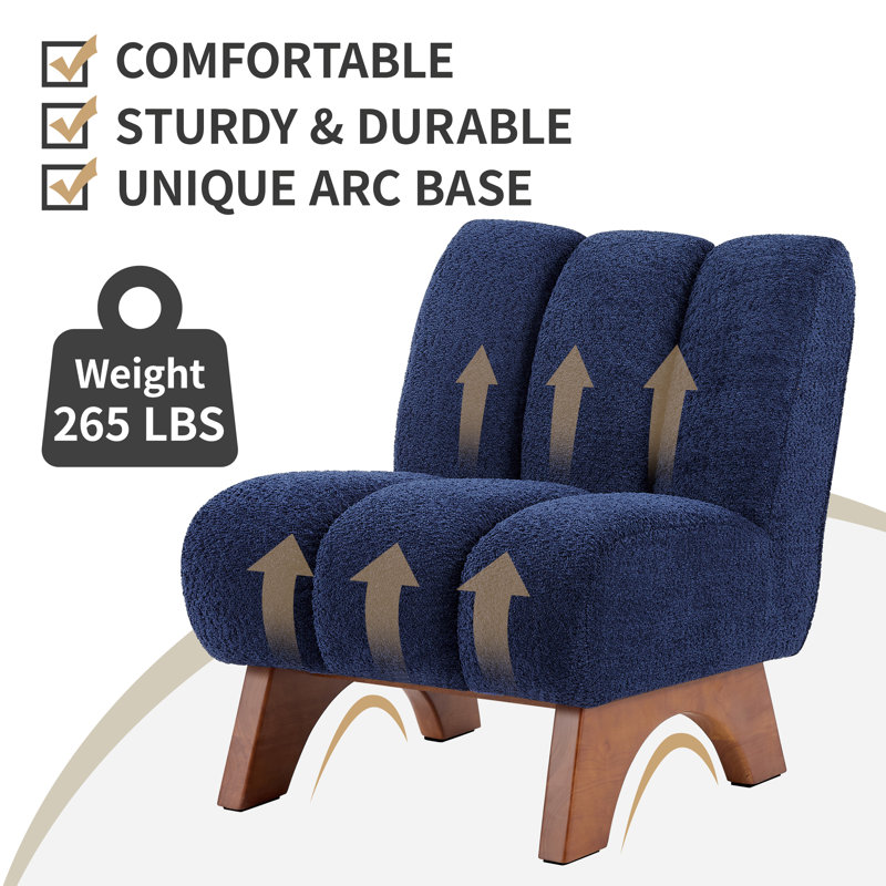 Brenetta 64Cm Wide Tufted Lounge Chair, Dark Blue Sherpa