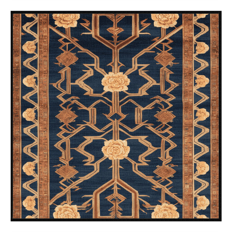 Tapis gris art déco lavable à la machine, Carré 3 pi