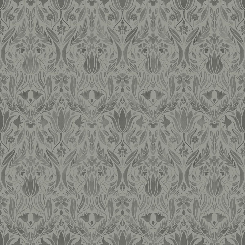Asbury 10.05m x 53cm Matte Wallpaper Roll, Grey