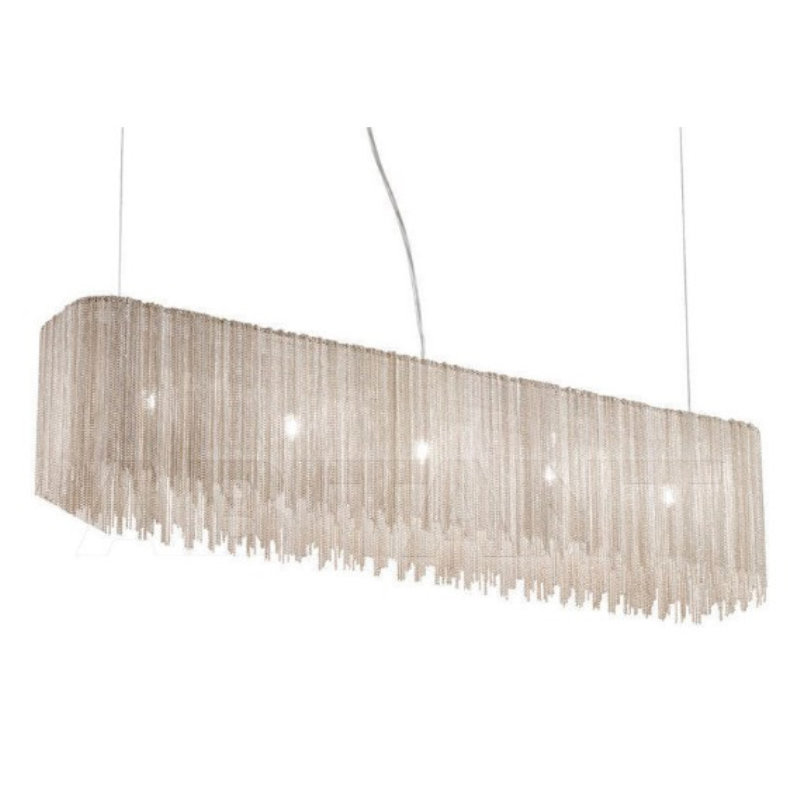 Lustre rectangulaire en acier Light Cloud, Bronze Antique, Chrome chrome, 4 po de largeur x 23 po de longueur x 6 po de haut