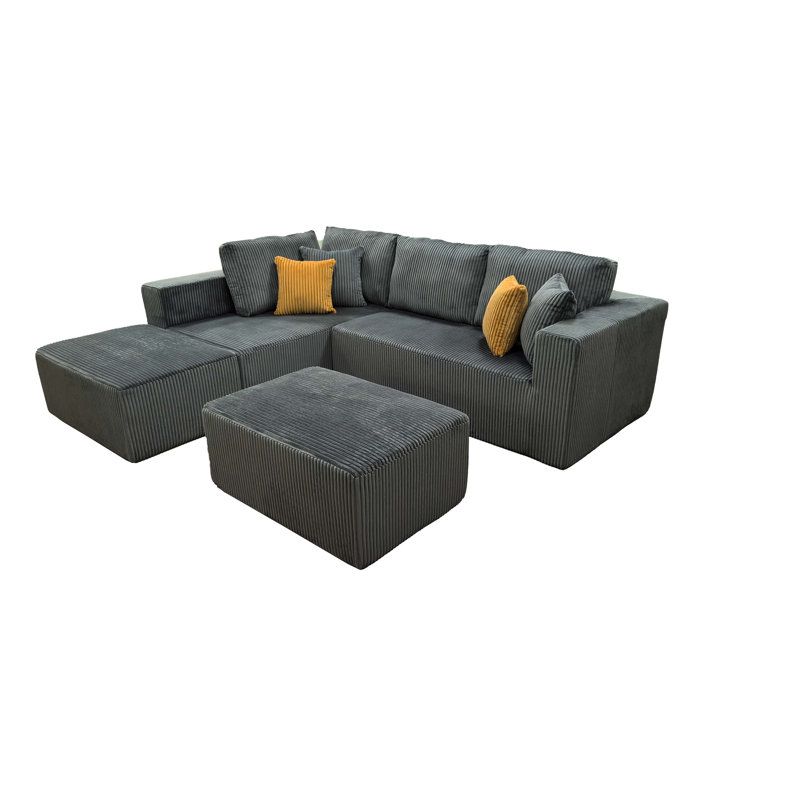 Fernvale Modular Boneless Sectional, Dark Gray Corduroy