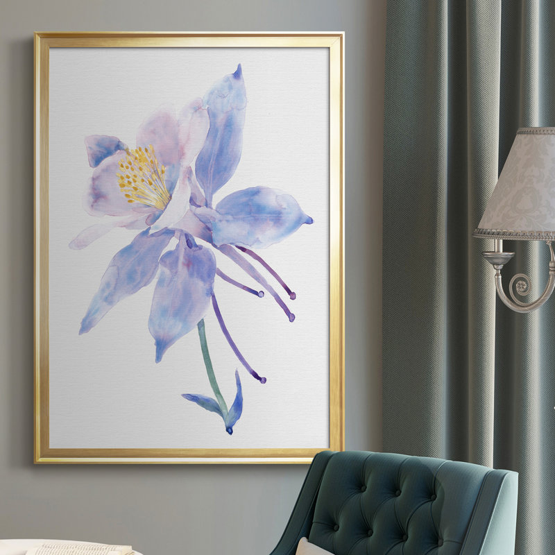 Toile encadrée de qualité supérieure «Columbine Bloom II» prête à être accrochée, H 24,5 po x l 18,5 po x P 1 po, Or