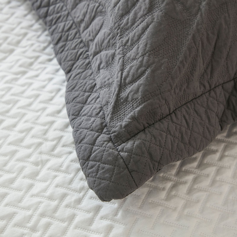 Cotton Quilt, Heather Gray, Twin Quilt + 1 Twin Sham