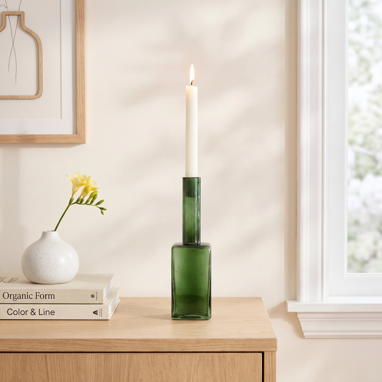 Lene Glass Candlestick Holder, Capulet