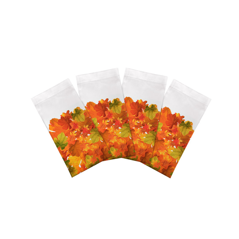 Fallen Leaves Cotton Sateen Dinner Napkins, White