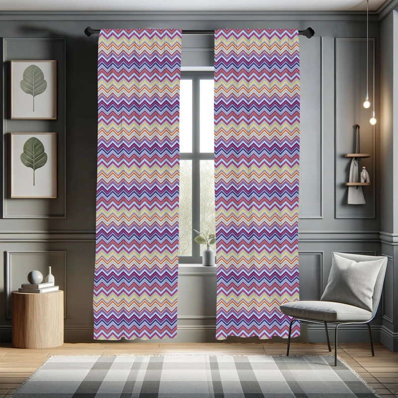 Chevron Semi-Sheer Rod Pocket Sliding Panel, 28" x 95"