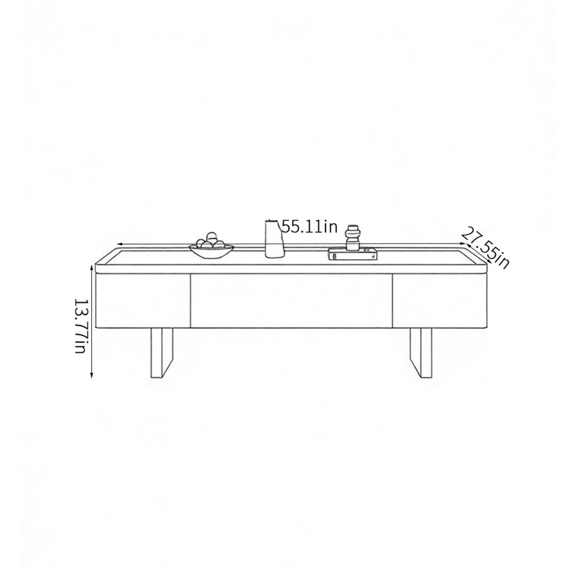 Table basse rétro et tendance avec rangement, H 13,77 po x L 55,11 po x l 27,55 po
