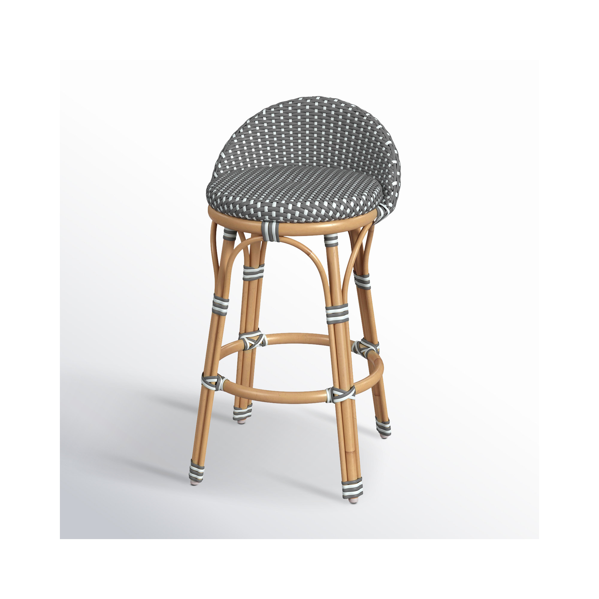 Ellie Woven Stool, Gray/White
