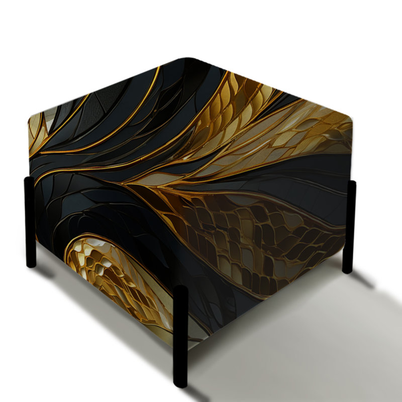 Glitter Glamour Gaze Sparkling Gold Harmony - Repose-pieds carré en marbre