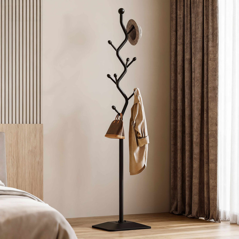 Sturdy Metal Coat rack Tree – Anti-Tip Design with 8 Hooks, Perfect for Home, Dorm, or Office Organization 