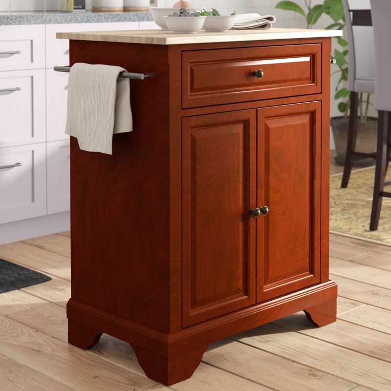 Hedon Wood Kitchen Cart, Classic Cherry