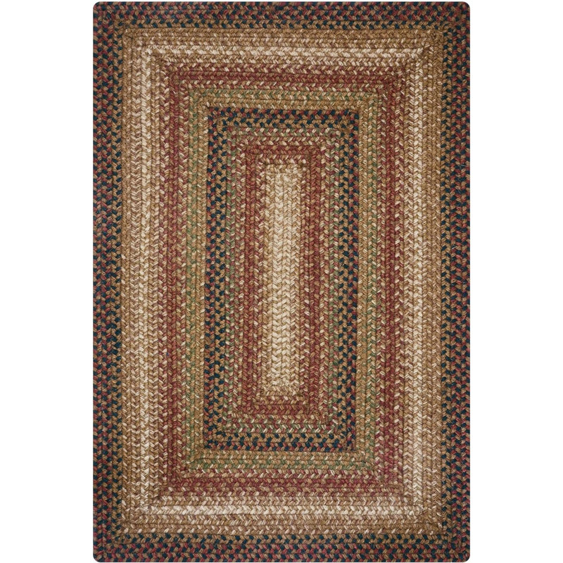 Dameka Braided Jute Reversible Premium Brown/Beige/Red/Green Rug, Rectangle 5' x 8'