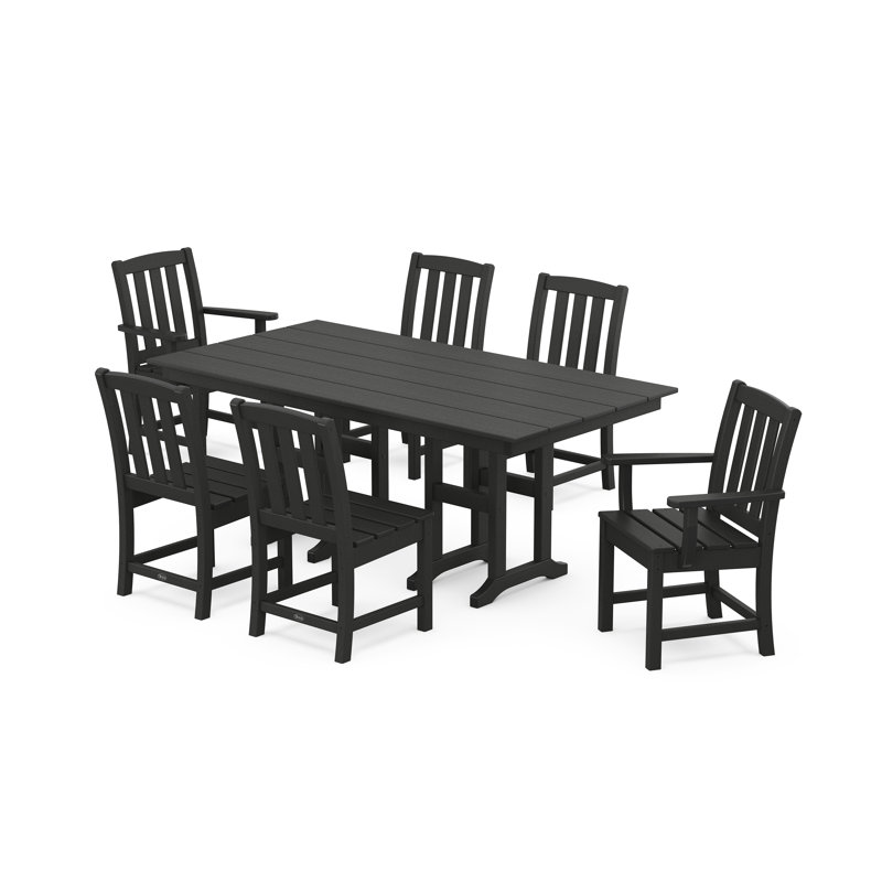 Cape Cod 7-Piece Farmhouse Dining Set, Charcoal Black
