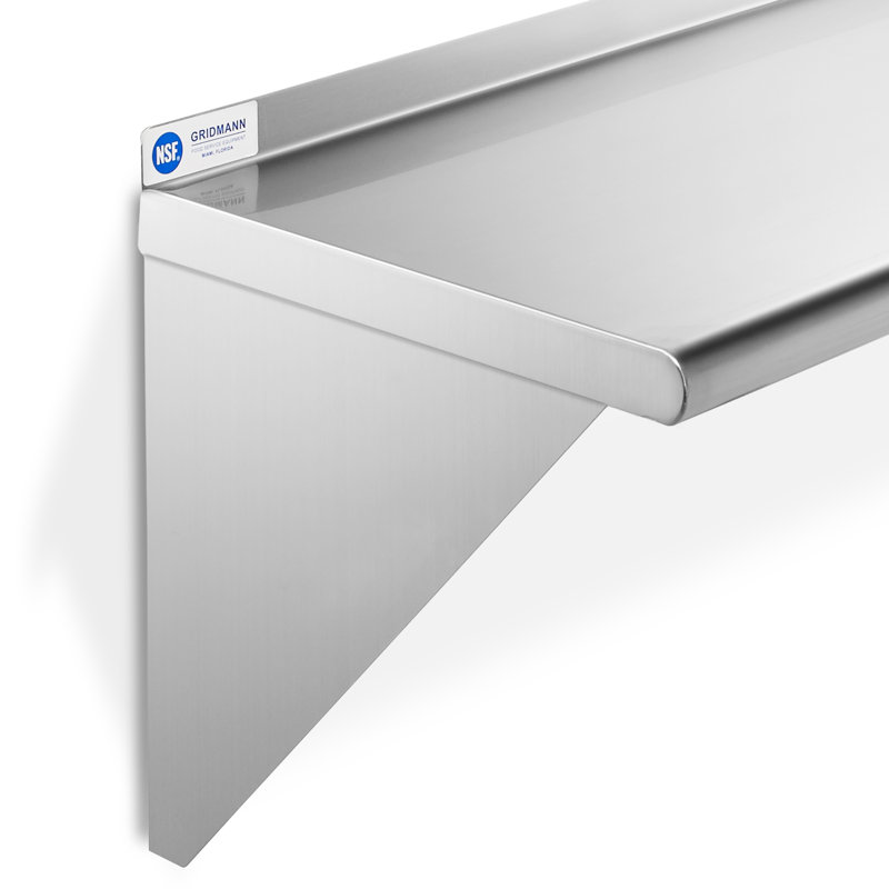 36" Stainless Steel Wall-Mount Shelf with Backsplash