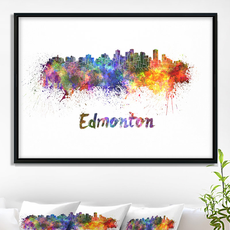 « edmonton horizon », peinture sur toile tendue encadrée, H 30 po x l 40 po x P 1,5 po