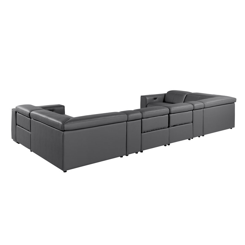 Canapé modulaire inclinable électrique en U de qualité supérieure en cuir italien 8 pièces avec 4 fauteuils inclinables et appuis-tête électriques