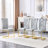 Modern Faux Leather Dining Chairs Set of 2, Glam Upholstered Side Chairs with Gold Bow Legs, Retro Kitchen Chairs with Alligator Pattern (Gray, Golden Plated Leg )-1776176147-1776176158