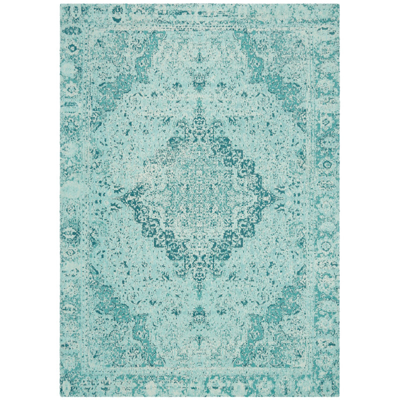 Chenault Oriental Teal Area Rug, Rectangle 5' x 8'