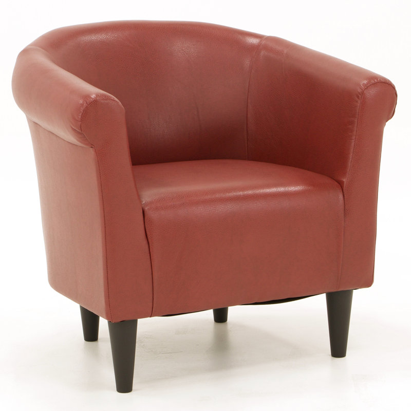 Fauteuil demi-tonneau l 30,5 po Liam, Similicuir rouge