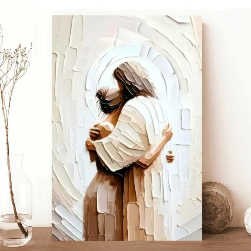 Impression sur toile «Spiritual Textured Jesus Hug» - Urban Studio, 24 * 16 pouces (60 * 40 * 2cm)