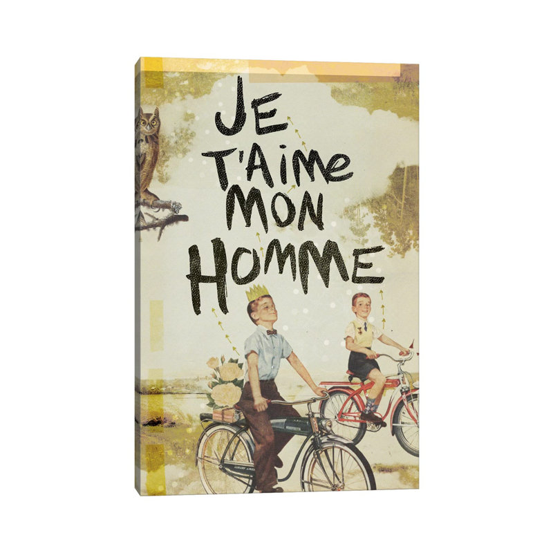 Je T'aime Homme 1 Piece Wall Art on Canvas, 20.32 cm H x 30.48 cm W, Wrapped Canvas