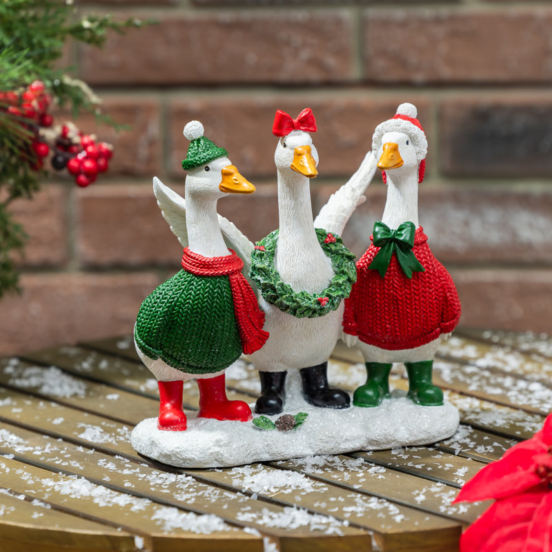 Statuette d'oie de Noël en résine Holly Homestead, 19 cm de hauteur