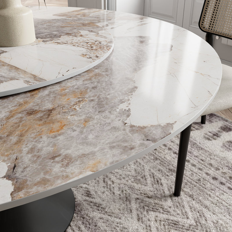 Table de salle à manger ronde en bois fritté brillant, H 29,52 po x L 53,15 po x l 53,15 po, Coloré