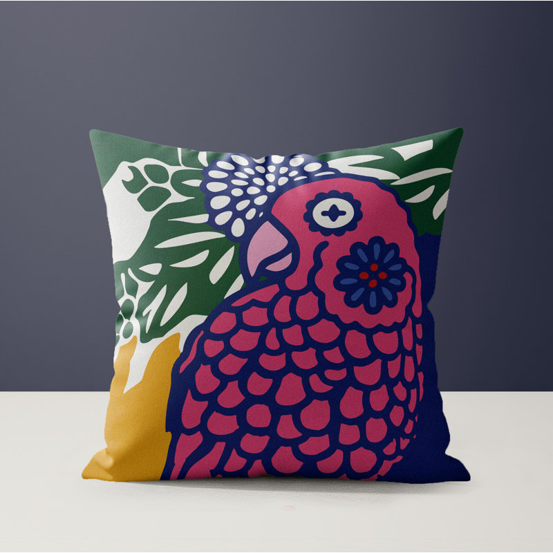 Sibia Microsuede Square Throw Pillow, Navy Blue/Pink/Green/Yellow, Square 16"
