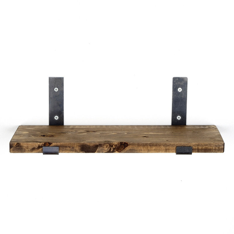Mccartney Spruce Solid Wood Bracket Shelf, Walnut, 6.3" H x 15.7" W x 5" D
