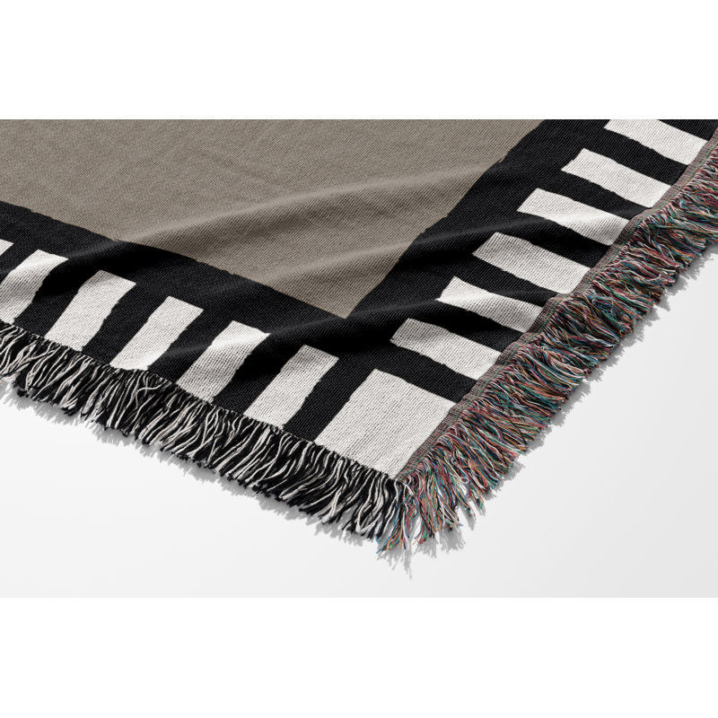 Jeté en mélange de coton Vanjo Snake, Beige / noir / blanc cassé, L 60 po x l 50 po