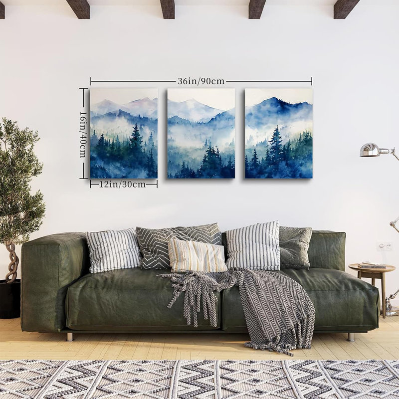 3 Piece No Frame Print on Canvas