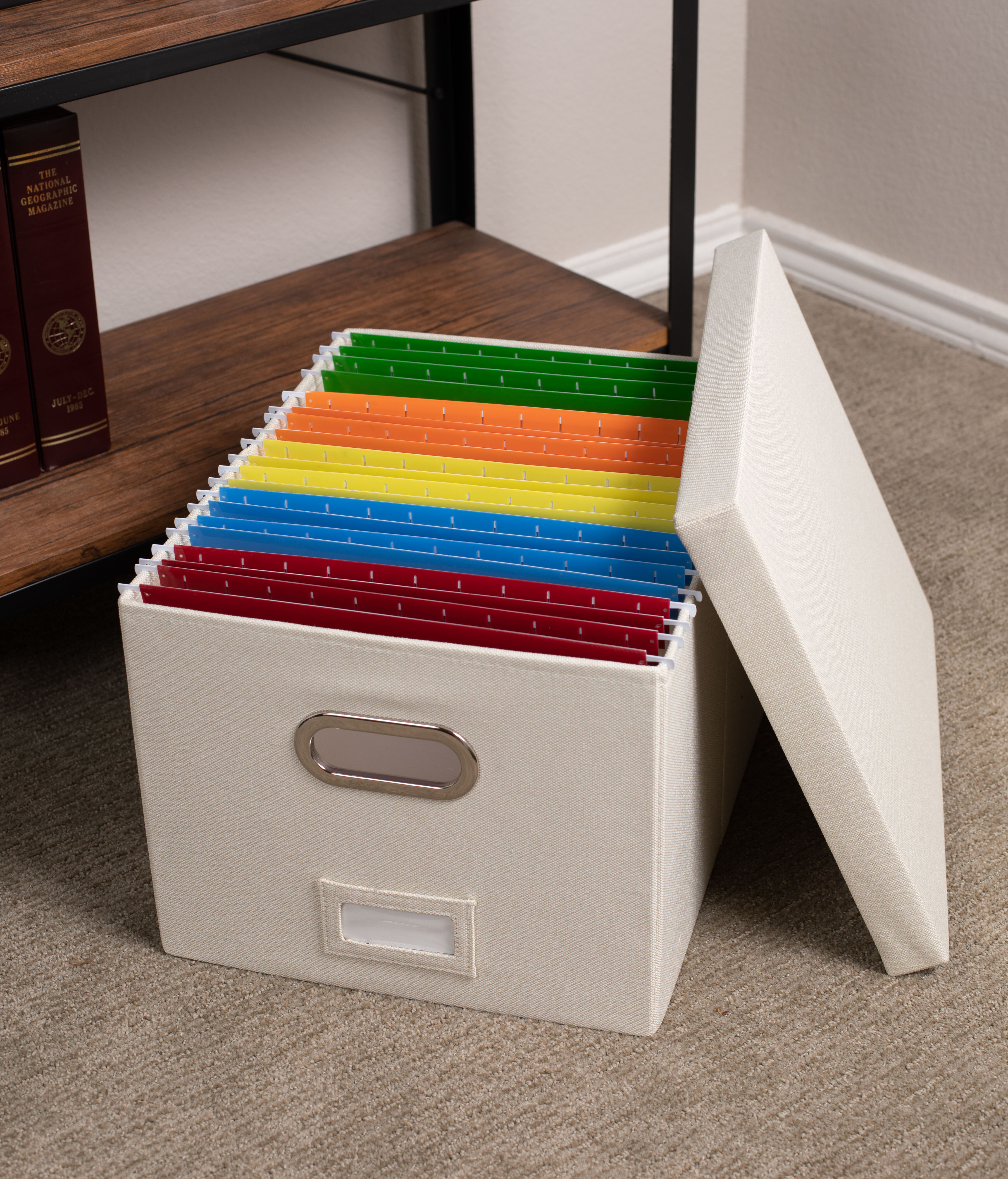 Rebrilliant Internet's Best Collapsible File Storage Organizer Box With Lid  - Decorative Linen Hanging Filing & Storage Office Box - Letterlegal -  Strong Durable - Toys Blankets Binders - Cream - 1 Pack & Reviews