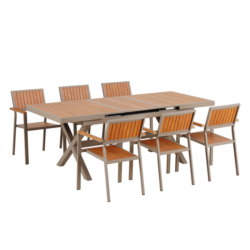 U_Style Experience Outdoor Dining Freedom With A Flexible Set Including Six Chairs And A Table That Extends From 62.9 To 82.6 Inches For Personalized Arrangements