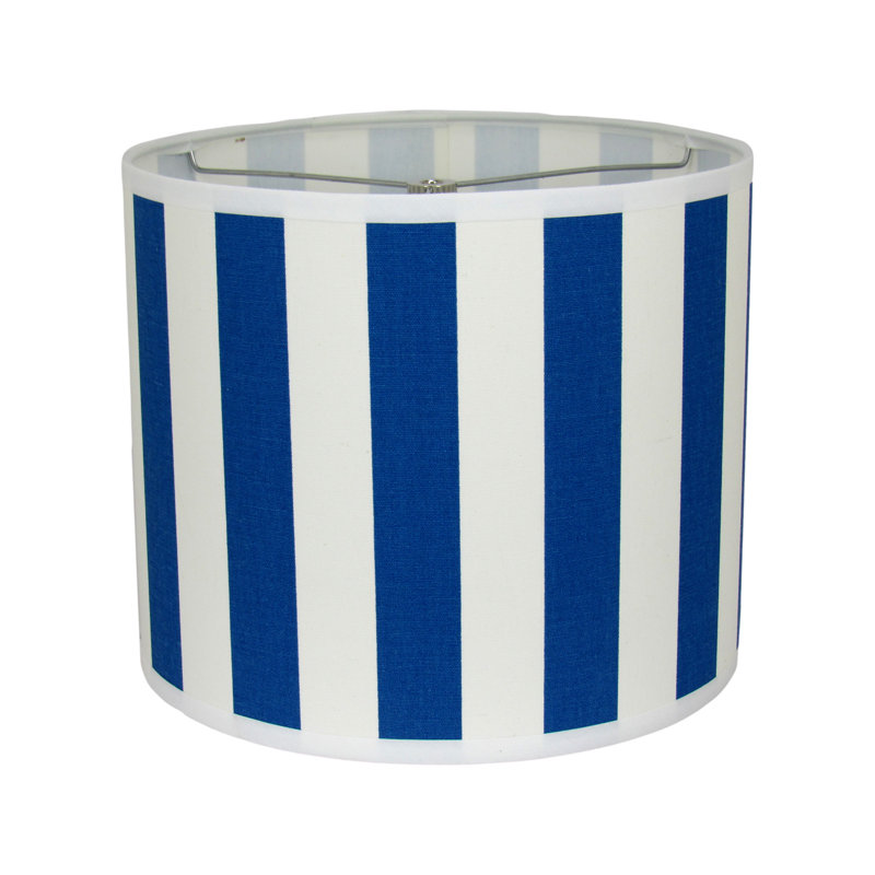 Abat-jour tambour à rayures bleues et blanches Nautical, H 10 po x l 12 po x P 12 po