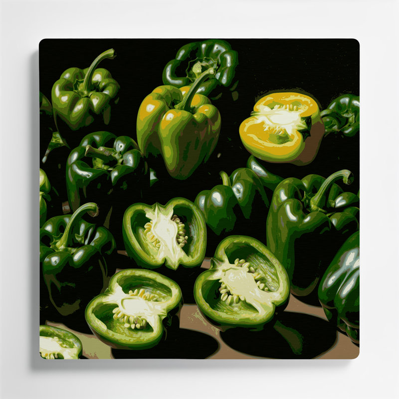 Art mural en métal légumes vert poivron vert, H 16 po x l 16 po